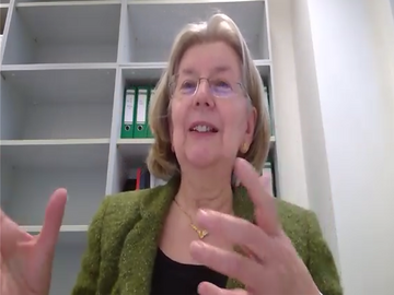 Prof. Dr. Heidi Rösch, Mitinitiatorin der Poetik-Dozentur an der PHKA, bei der Online-Poetik Vorlesung von Anja Tuckermann, 9.12.2020. Screenshot: PHKA