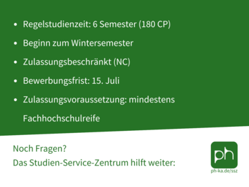 Rückseite der Werbe-Postkarte für den Studiengang Kindheitspädagogik