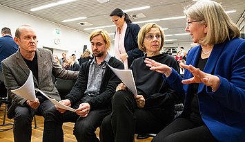 Beim Neujahrsempfang 2019 (v.l.): Prof. Dr. Götz Schwab, Emmanuel Breite, Dr. Nicole Bachor-Pfeff und Prof. Dr. Heidi Rösch. Foto: David Manherz / Pädagogische Hochschule Karlsruhe