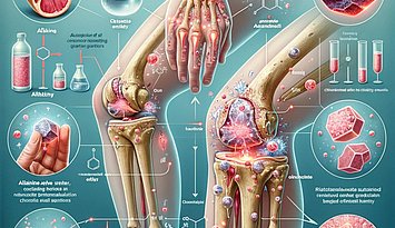Eine anatomische Darstellung zweier menschlicher Knie mit medizinischen mit Bildern versehenen Erklärungen